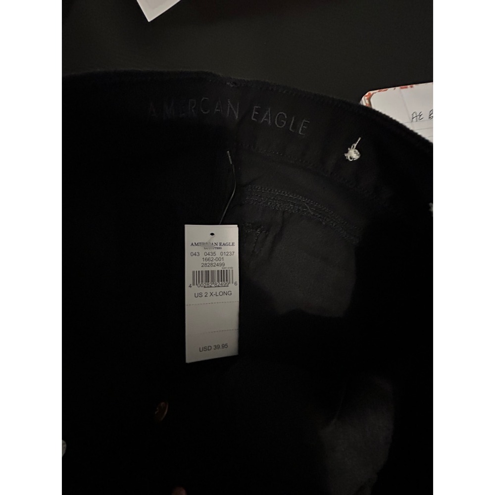 American Eagle Black Skinny Jeans High Waisted Button Fly Size 2 X-Long 1662-001 - Picture 5 of 6